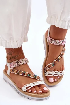 Clearance Wygodne Damskie Sandały Na Koturnie Białe Jodie Damskie Sandały Na Koturnie