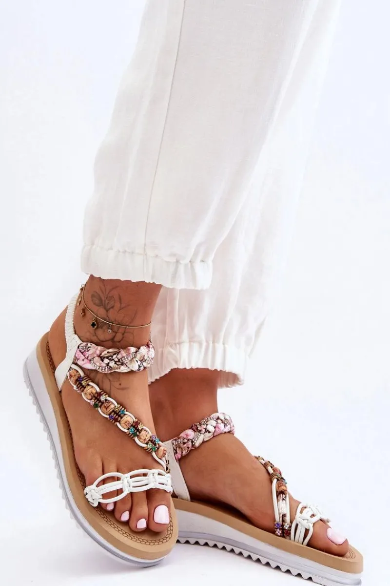 Clearance Wygodne Damskie Sandały Na Koturnie Białe Jodie Damskie Sandały Na Koturnie