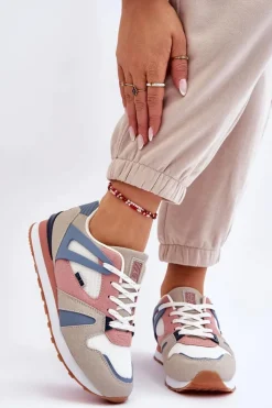 Sneakersy Damskie|Buty Sportowe Big Star>Big Star Shoes Wygodne Damskie Sneakersy Memory Foam Big Star LL274951 Niebieskie