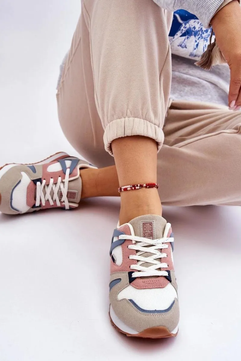 Sneakersy Damskie|Buty Sportowe Big Star>Big Star Shoes Wygodne Damskie Sneakersy Memory Foam Big Star LL274951 Niebieskie