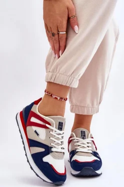 Buty Sportowe Big Star|Sneakersy Damskie>Big Star Shoes Wygodne Damskie Sneakersy Memory Foam Big Star LL274950 Czerwone