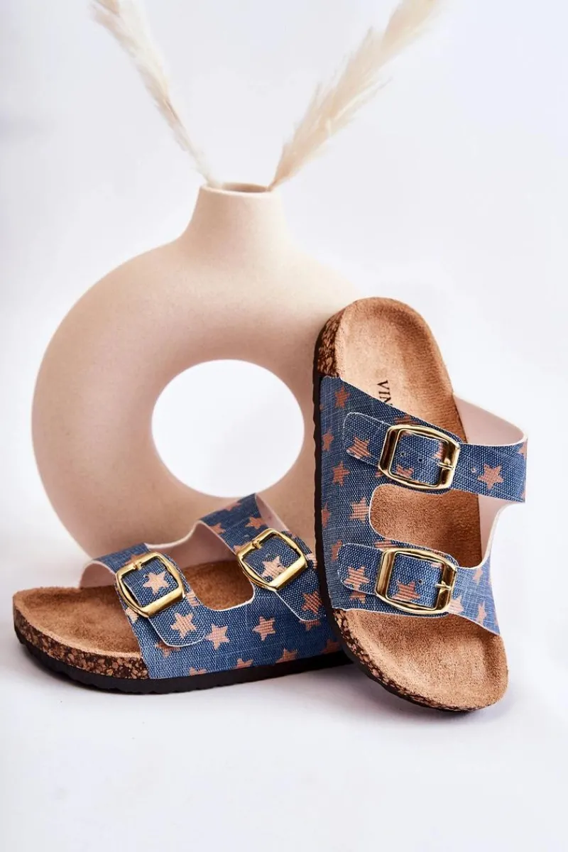 Online Buty damskie Vinceza Wygodne Dziecięce Klapki Niebieskie Ander