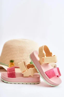 Best Wygodne Dziecięce Sandałki Pachnące JJ385028 Różowo-Żółte Dzieci Chłopięce|Dziewczęce