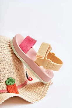 Best Wygodne Dziecięce Sandałki Pachnące JJ385028 Różowo-Żółte Dzieci Chłopięce|Dziewczęce