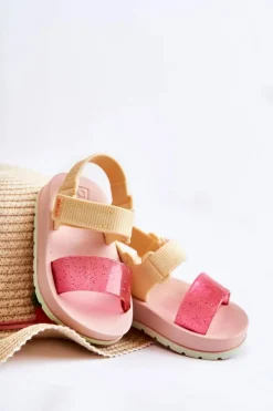 Best Wygodne Dziecięce Sandałki Pachnące JJ385028 Różowo-Żółte Dzieci Chłopięce|Dziewczęce