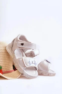 Dziewczęce>Evento Wygodne Dziecięce Sandały Z Ozdobą Srebrne Cayo