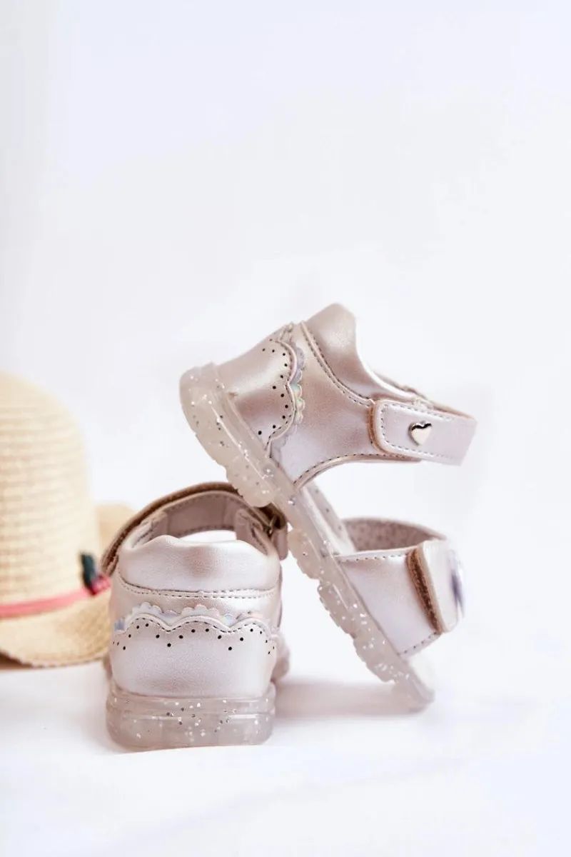 Dziewczęce>Evento Wygodne Dziecięce Sandały Z Ozdobą Srebrne Cayo