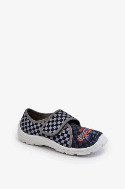 BEFADO Wygodne Kapcie Chłopięce Na Rzep 974Y540 Szare Szary