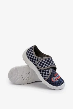 BEFADO Wygodne Kapcie Chłopięce Na Rzep 974Y540 Szare Szary