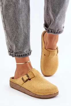 Sale INBLU Wygodne Kapcie Damskie Z Klamrą ED000019 Żółte