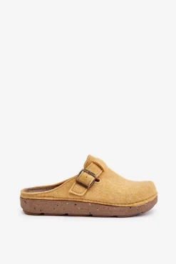 Sale INBLU Wygodne Kapcie Damskie Z Klamrą ED000019 Żółte