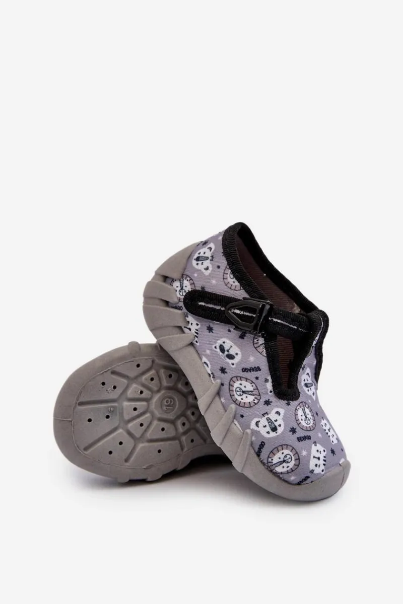 Hot BEFADO Wygodne Kapcie Dziecięce 110N488 Szare Szary