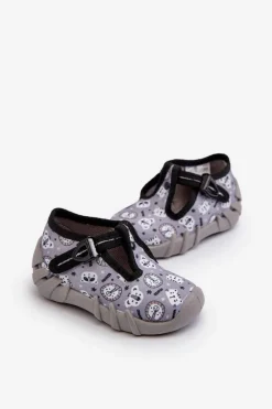 Hot BEFADO Wygodne Kapcie Dziecięce 110N488 Szare Szary