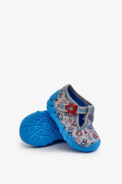 Dziewczęce|Back To School></noscript>BEFADO Wygodne Kapcie Dziecięce 110N483 Niebiesko-Szare