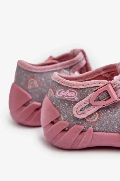 Outlet Wygodne Kapcie Dziecięce 110N490 Szaro-Różowe Dzieci Dziewczęce|Back To School
