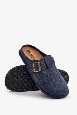 Klapki Męskie Klasyczne|Papcie Męskie></noscript>INBLU Wygodne Kapcie Męskie Z Klamrą SI000019 Granatowe Niebieski