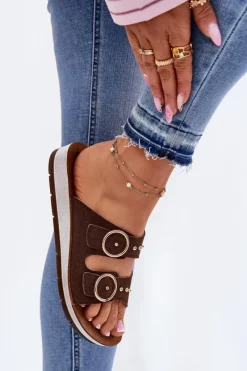 Discount INBLU Wygodne Klapki Damskie CP000054 Brązowe Brązowy