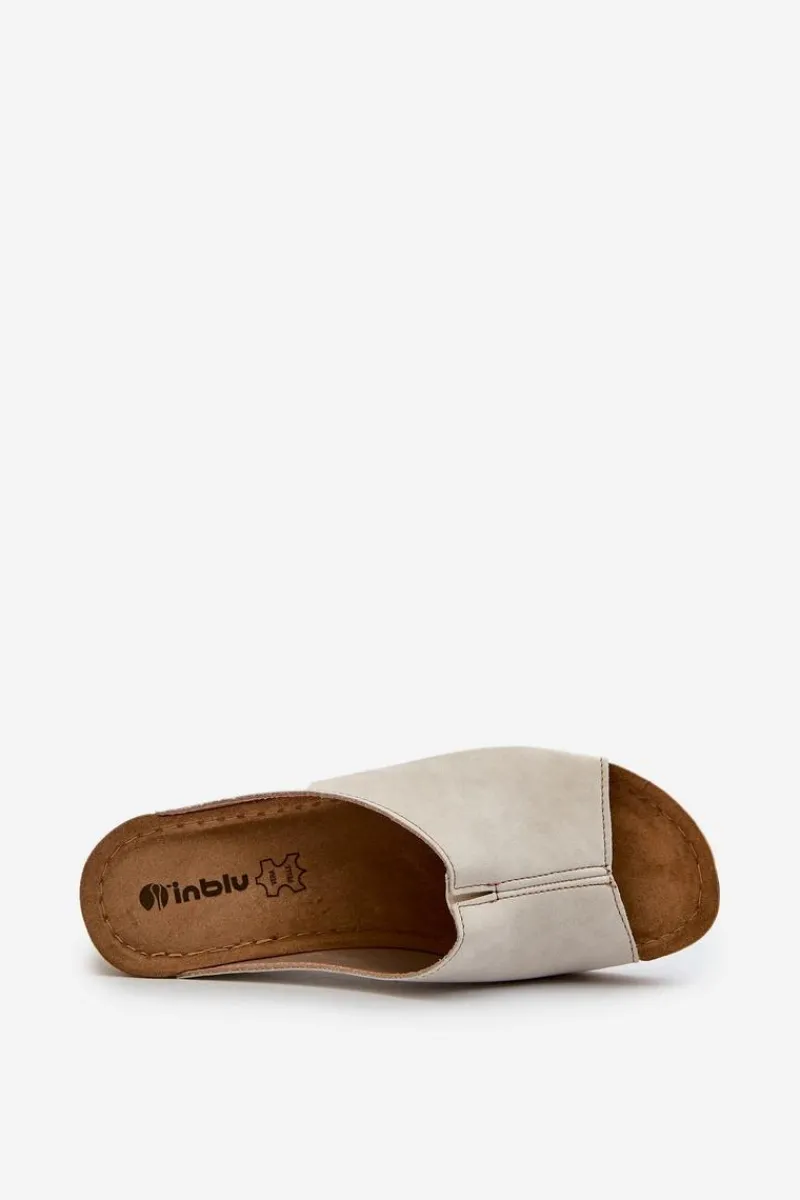 Wygodne Klapki Damskie Na Koturnie NG000002 Beżowe Damskie Klapki Na Koturnie|Klapki Na Obcasie