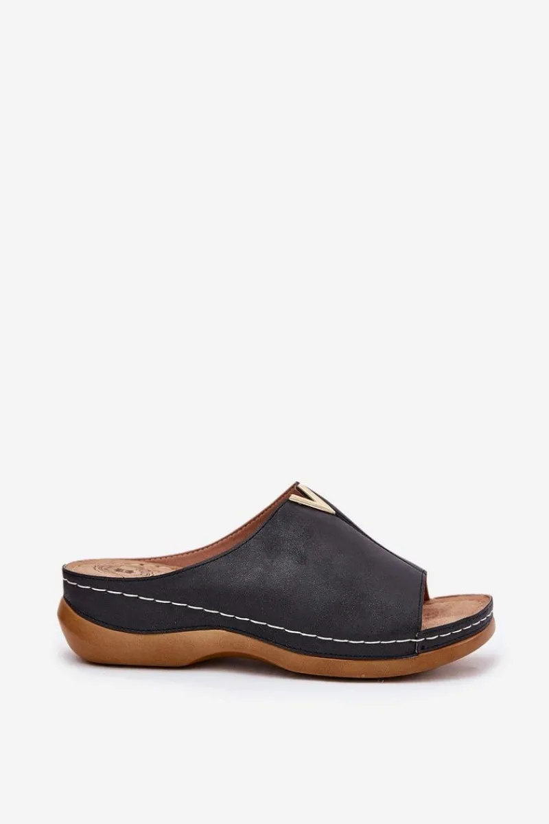 Klapki Na Koturnie|Klapki Na Platformie>Evento Wygodne Klapki Damskie Na Koturnie Czarne Claribelle