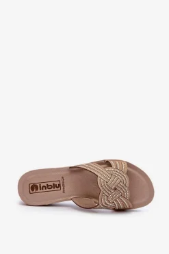 Clearance Wygodne Klapki Damskie Z Cyrkoniami BV000037 Beżowe Damskie Klapki Damskie Klasyczne