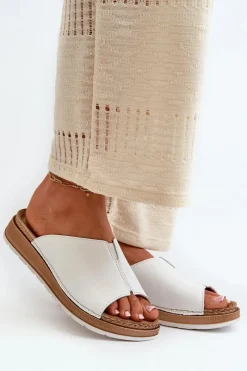 Klapki Na Koturnie|Klapki Na Obcasie>INBLU Wygodne Klapki Damskie Z Eko Skóry GS0003I1 Białe