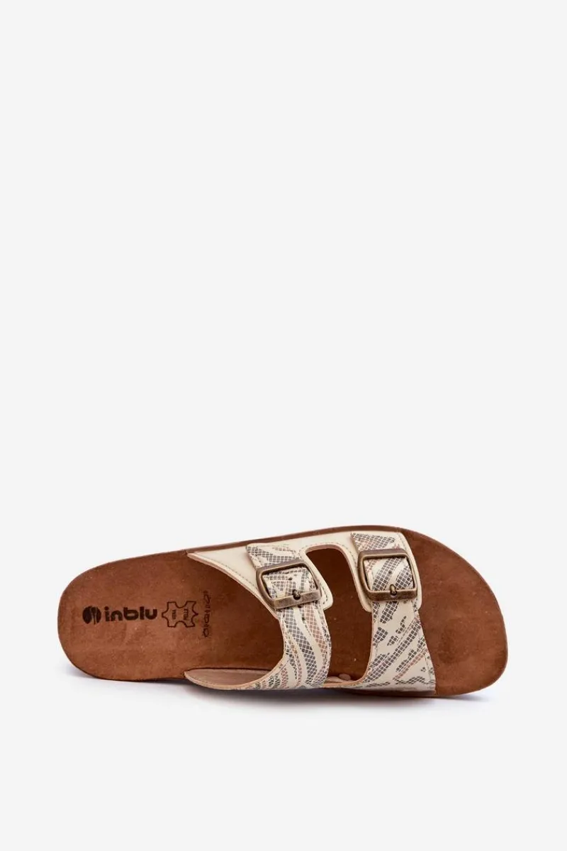 Outlet INBLU Wygodne Klapki Damskie Z Klamrami CP000045 Złote Złoty