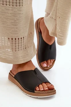 Discount INBLU Wygodne Klapki Damskie Z Eko Skóry GS0003I1 Czarne