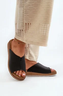 Discount INBLU Wygodne Klapki Damskie Z Eko Skóry GS0003I1 Czarne