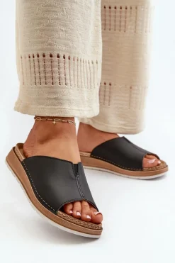 Discount INBLU Wygodne Klapki Damskie Z Eko Skóry GS0003I1 Czarne