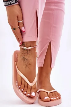 Wygodne Klapki Japonki Big Star LL274802 Nude Damskie Klapki Sportowe|Klapki Damskie Big Star