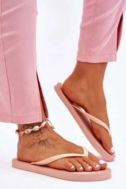 Wygodne Klapki Japonki Big Star LL274802 Nude Damskie Klapki Sportowe|Klapki Damskie Big Star