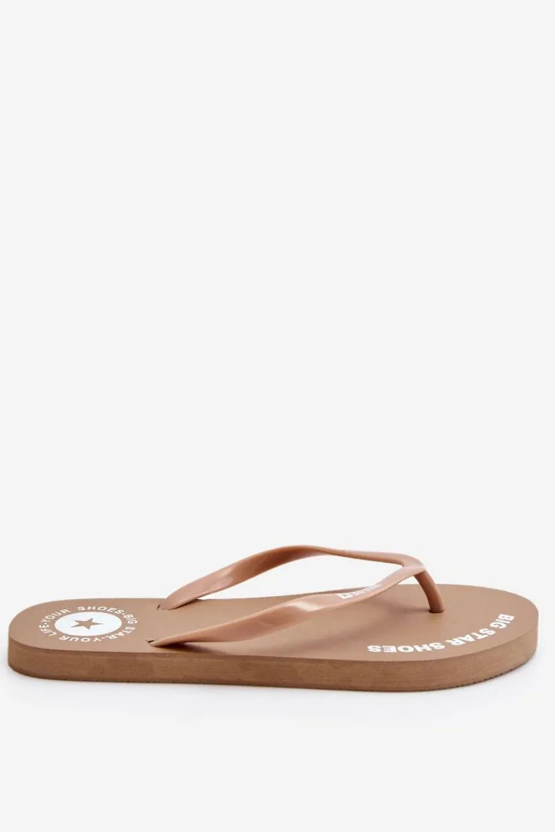 Hot Wygodne Klapki Japonki Big Star LL274796 Beżowe Damskie Klapki Sportowe|Klapki Damskie Big Star