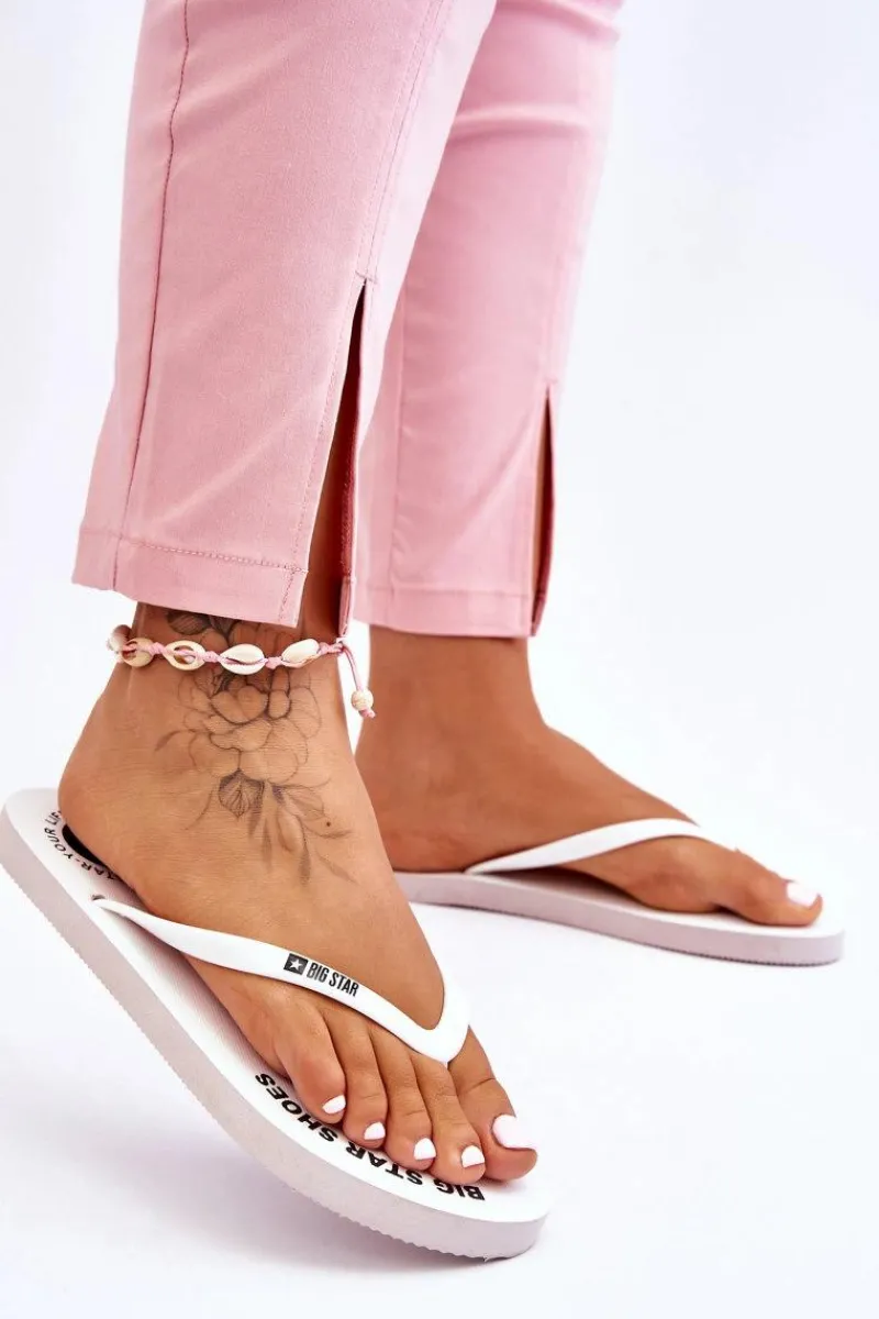 Klapki Sportowe|Klapki Damskie Big Star>Big Star Shoes Wygodne Klapki Japonki Big Star LL274795 Białe
