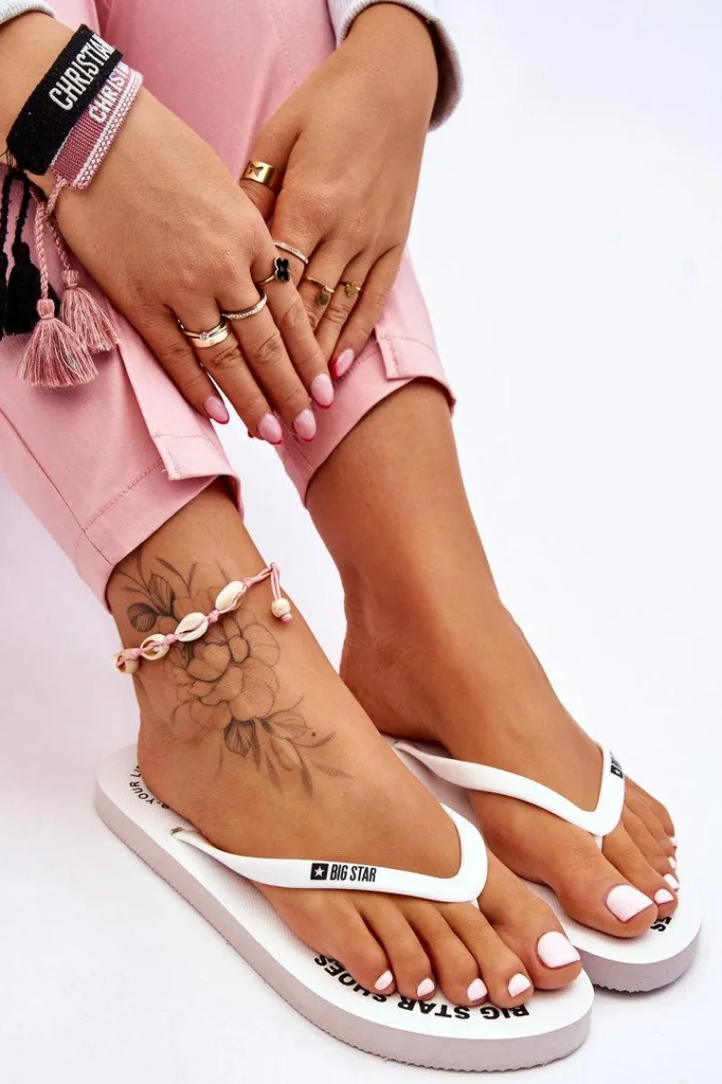 Klapki Sportowe|Klapki Damskie Big Star>Big Star Shoes Wygodne Klapki Japonki Big Star LL274795 Białe