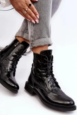 Botki Sznurowane|Czarne Botki><noscript><img width=