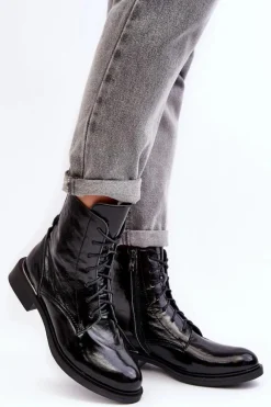 Botki Sznurowane|Czarne Botki><noscript><img width=