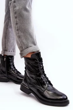 Botki Sznurowane|Czarne Botki><noscript><img width=