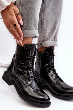 Botki Sznurowane|Czarne Botki><noscript><img width=