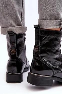 Botki Sznurowane|Czarne Botki><noscript><img width=