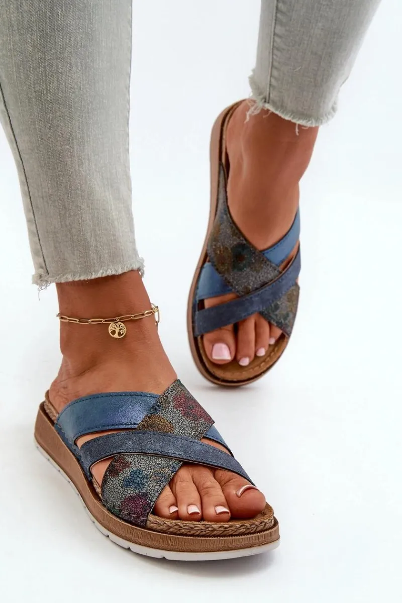 Klapki Damskie Klasyczne>INBLU Wygodne Lekkie Klapki Damskie GS000052 Granatowe