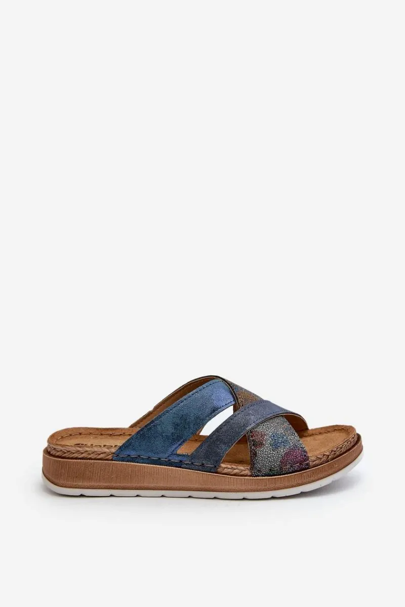 Klapki Damskie Klasyczne>INBLU Wygodne Lekkie Klapki Damskie GS000052 Granatowe