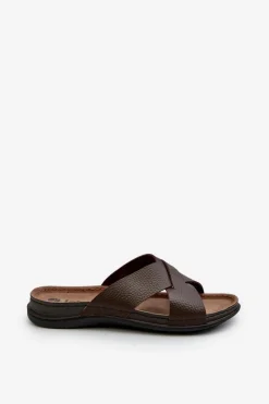 Clearance INBLU Wygodne Lekkie Klapki Z Eko Skóry GV00001I Brązowe Brązowy