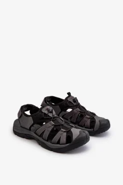 Hot Wygodne Męskie Sandały RSS2SANM058-23S Szare Męskie Sandały Męskie