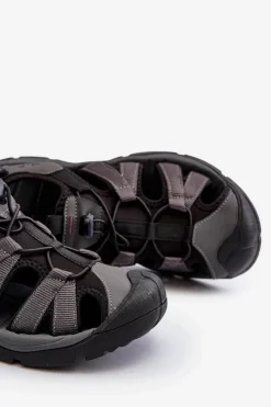 Hot Wygodne Męskie Sandały RSS2SANM058-23S Szare Męskie Sandały Męskie