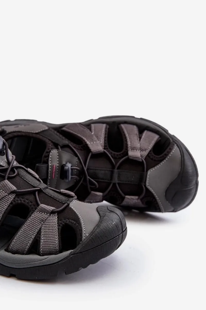 Hot Wygodne Męskie Sandały RSS2SANM058-23S Szare Męskie Sandały Męskie