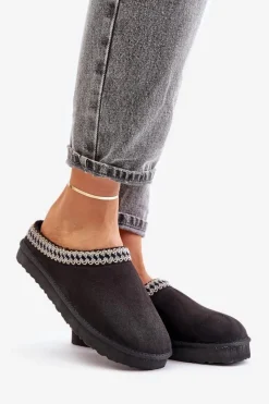 Kapcie Klasyczne|Klapki Damskie Klasyczne></noscript>INBLU Wygodne Obuwie Domowe Kapcie Z Haftem Damskie FX000021 Czarne