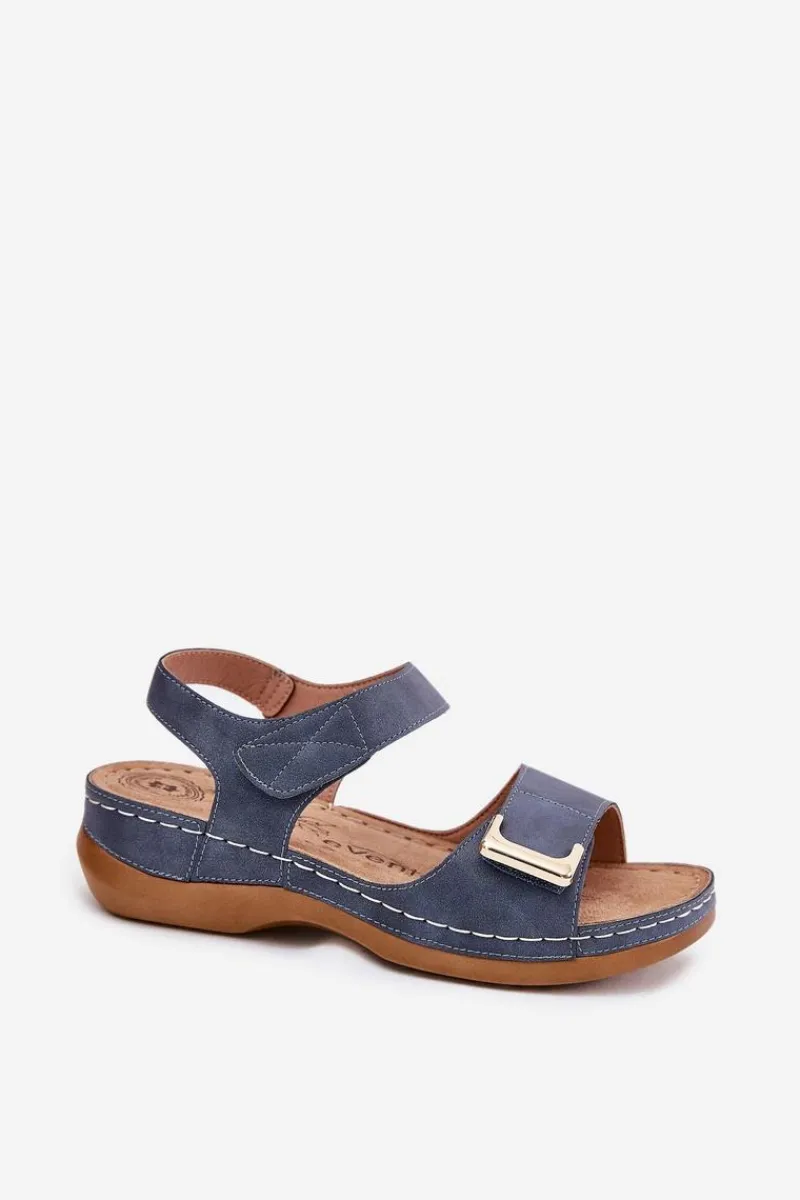 Online Evento Wygodne Sandały Damskie Na Koturnie Niebieskie Sadevale