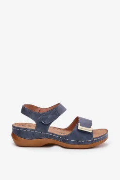 Online Evento Wygodne Sandały Damskie Na Koturnie Niebieskie Sadevale