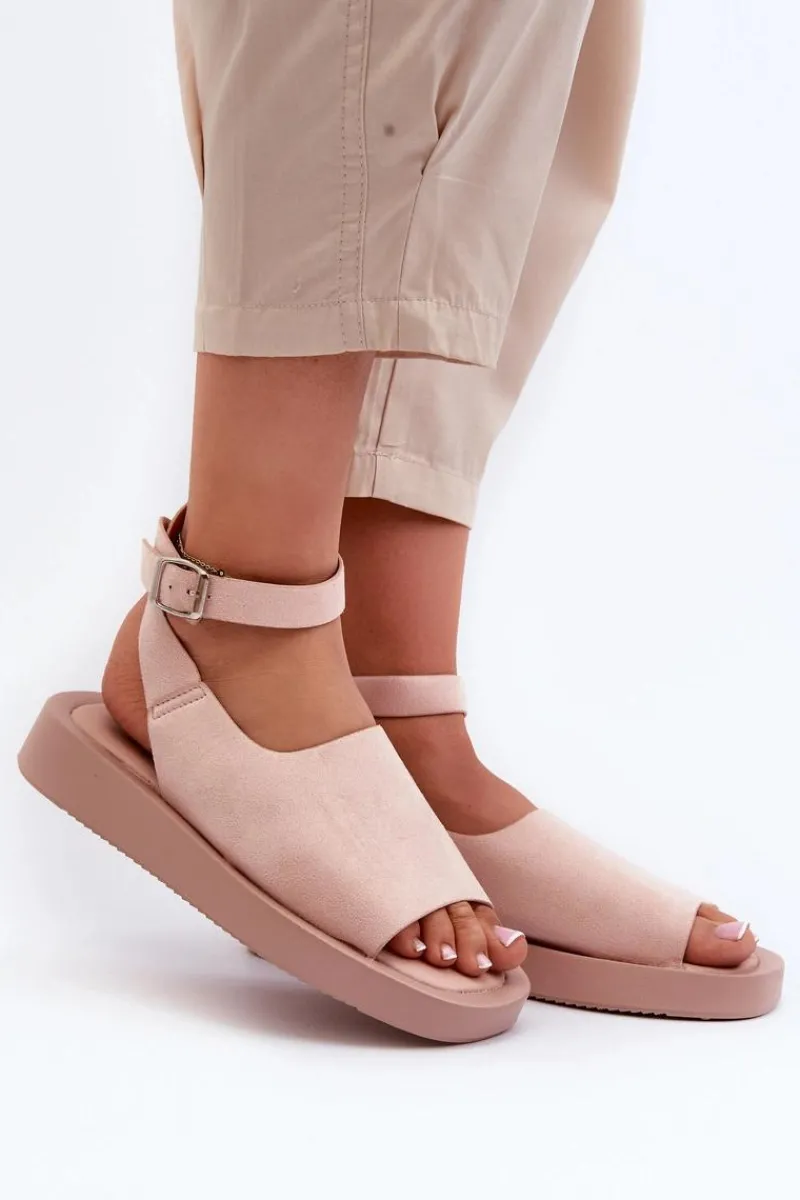 Outlet Wygodne Sandały Damskie Na Platformie Różowe Rubie Damskie Sandały Płaskie