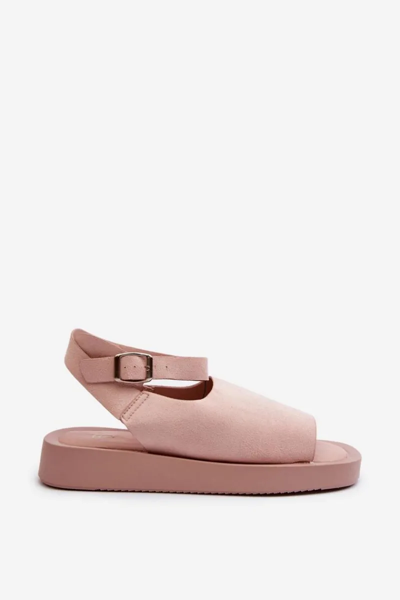 Outlet Wygodne Sandały Damskie Na Platformie Różowe Rubie Damskie Sandały Płaskie